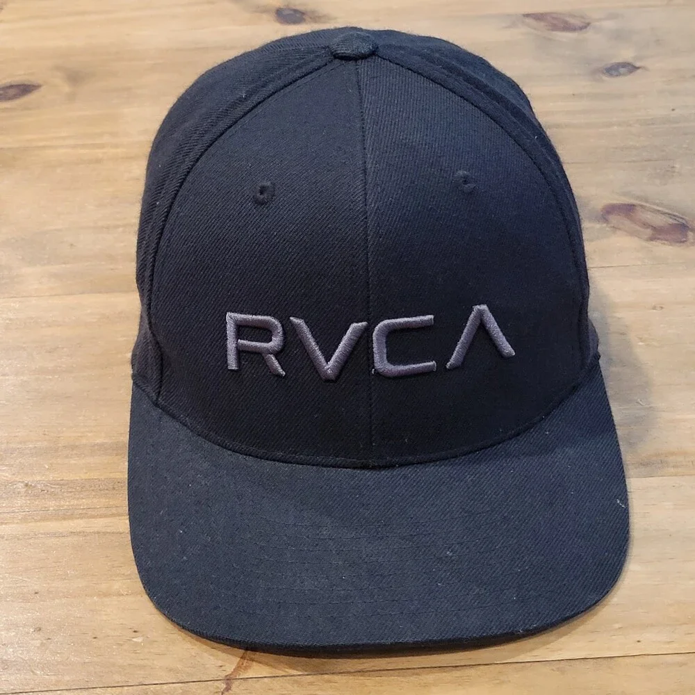 RVCA Hat Cap Snapback Black One Size Mid Fit Wool Blend Adjustable